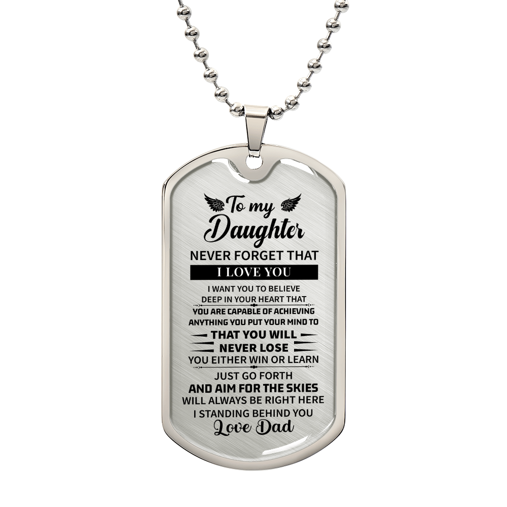 To my daughter Luxury Graphic Dog Tag Necklace - Beauty Belliss